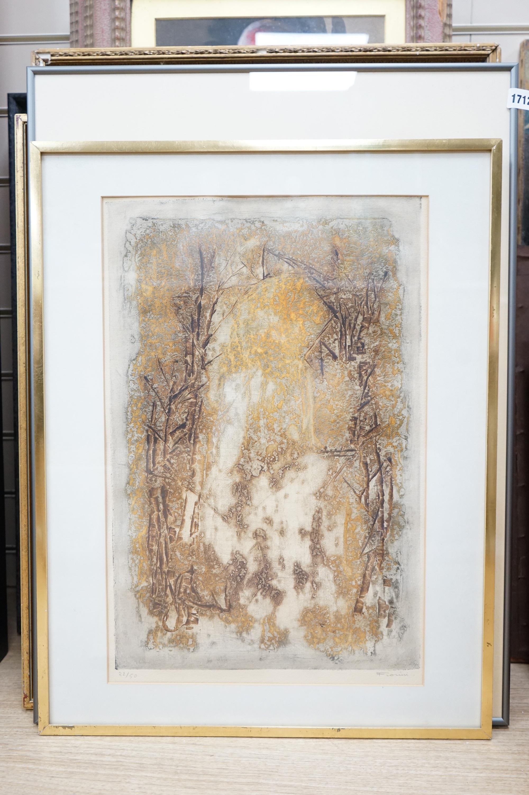 Marcel Fiorini (French, 1922-2008), two limited edition etchings with aquatint, Abstract compositions, each limited edition of 50, signed in pencil, 62 x 46cm